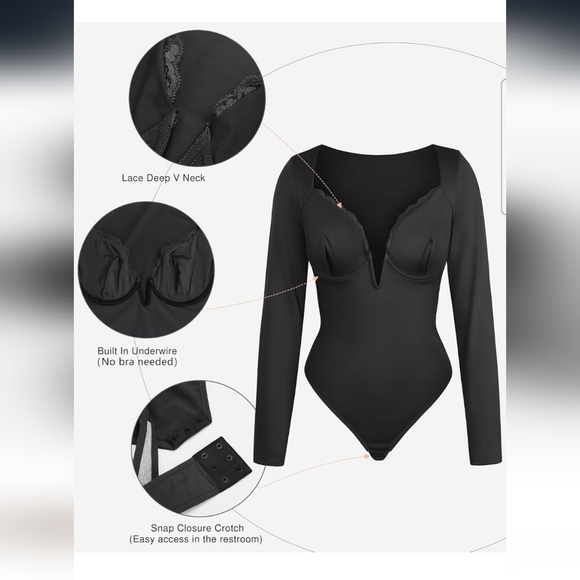 Elegant Black Long Sleeve Bodysuit - Picture 4 of 11